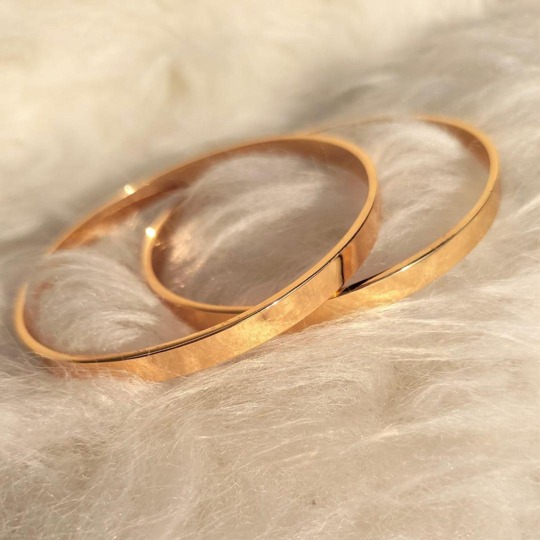 2 Pcs Gold Plated Plain Bangle