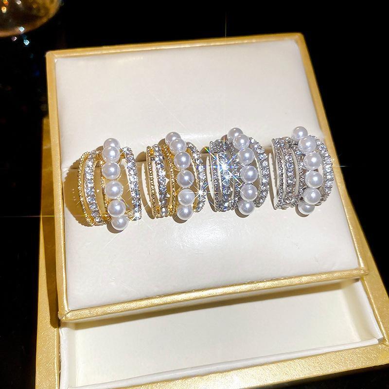 Funky Gold Plated Zircon Hoops 2 Pcs