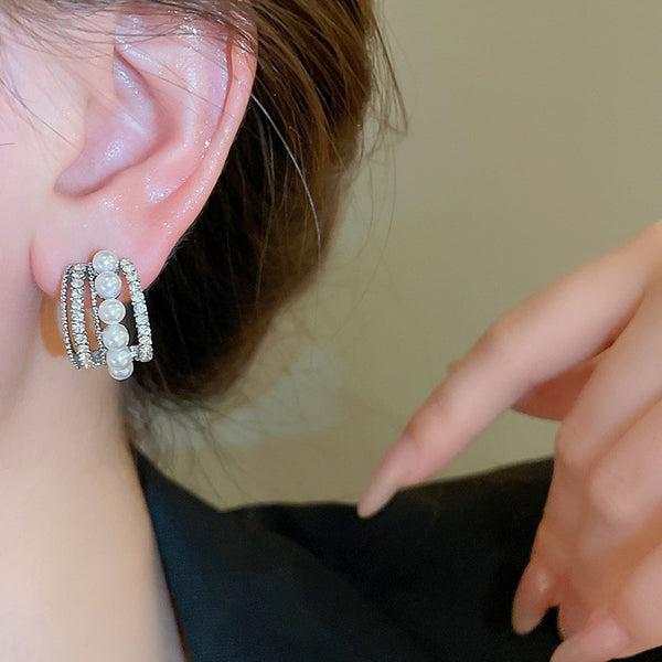 Funky Gold Plated Zircon Hoops 2 Pcs
