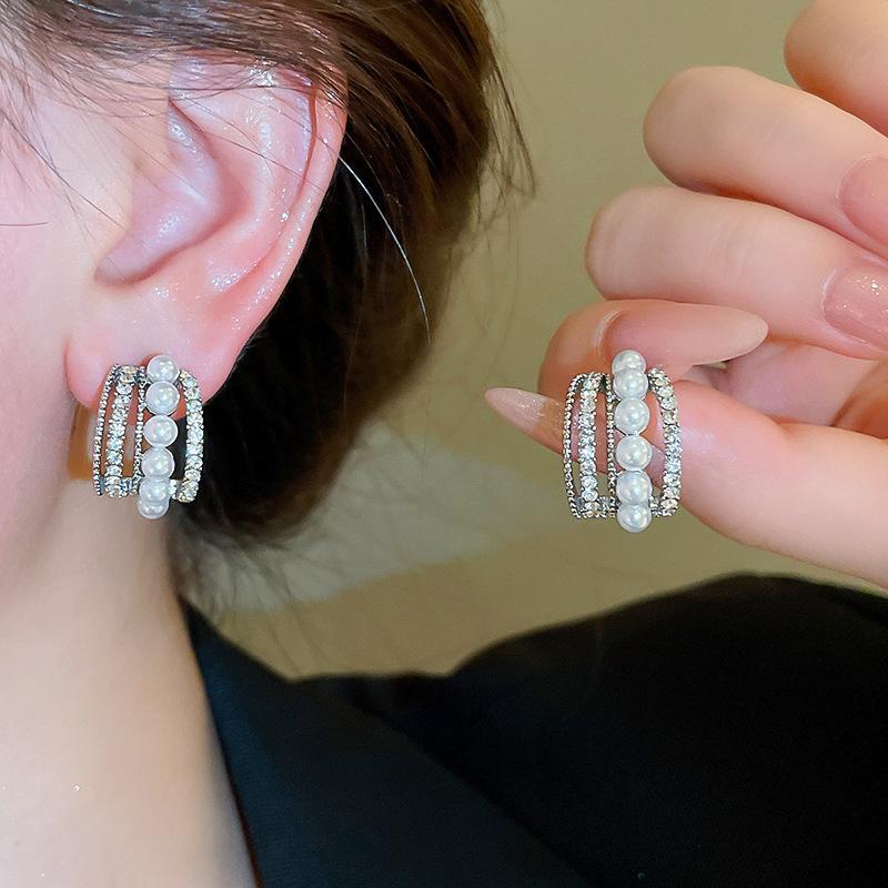 Funky Gold Plated Zircon Hoops 2 Pcs