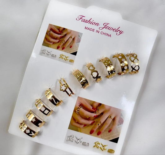 Gold Plated Adjustable Rings Set