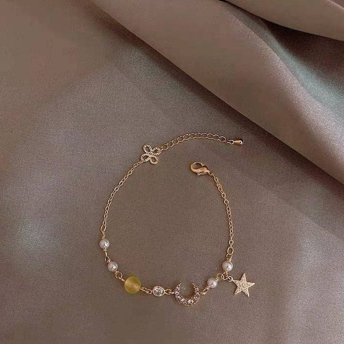 1 Pc Alloy Gold Plated Stylish Multi-Charm Bracelet