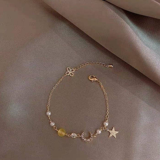 1 Pc Alloy Gold Plated Stylish Multi-Charm Bracelet