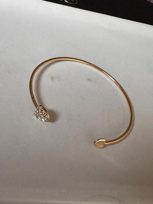 Gold-Plated Adjustable Heart Bangle Bracelet