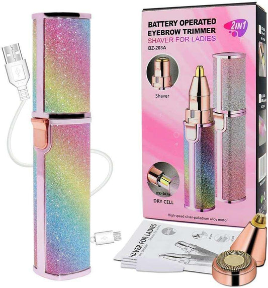 Rechargeable Women's Eyebrows Hair Trimmer with Detachable Head and Rotary Blade
